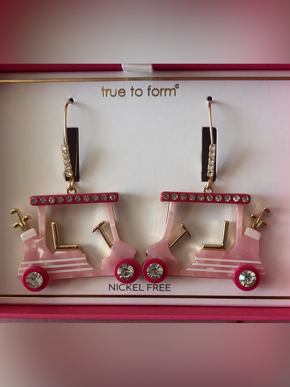 True to Form Pink Golf Cart Earrings